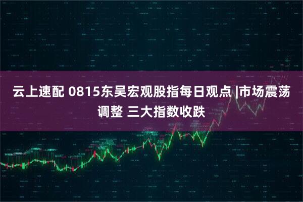 云上速配 0815东吴宏观股指每日观点 |市场震荡调整 三大指数收跌