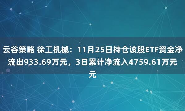 云谷策略 徐工机械:11月25日持仓该股ETF资金净流出933.69万元,3日累计净流入4759.61万元