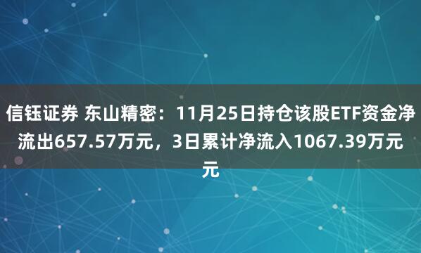 信钰证券 东山精密：11月25日持仓该股ETF资金净流出657.57万元，3日累计净流入1067.39万元