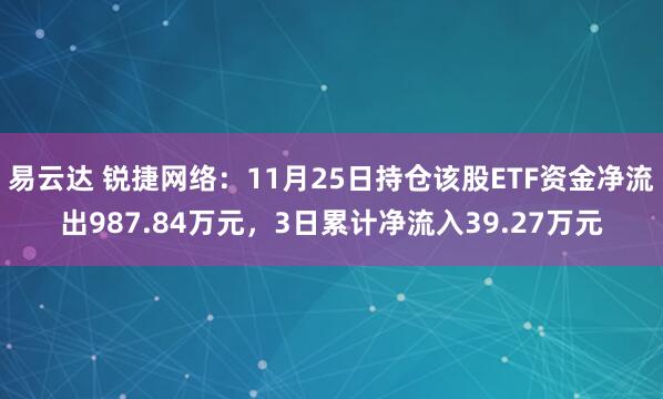 易云达 锐捷网络:11月25日持仓该股ETF资金净流出987.84万元,3日累计净流入39.27万元